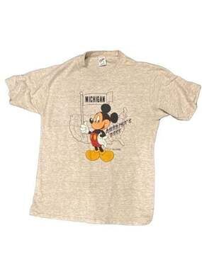 Velva Sheen Disney Mickey Mouse Michigan T-Shirt Size L Gray